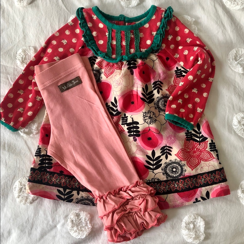 Matilda Jane Dress 6-12m free ruffle pants.